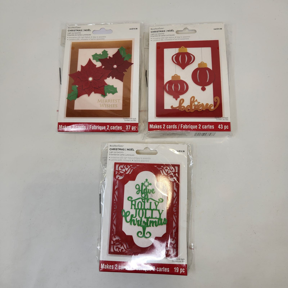 Recollections Holiday Light Up Card Kits Set of 3 Kits Christmas Crafts 6 Cards